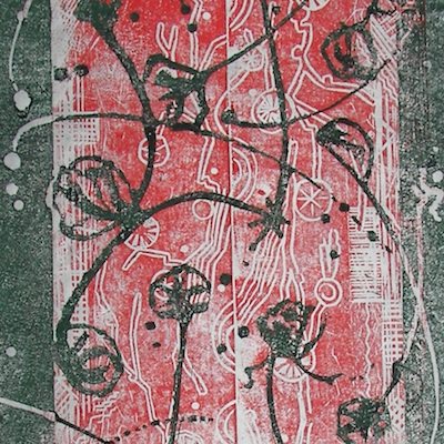 Lebenslinien, 30x60 cm, Linolschnitt